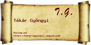 Tékár Gyöngyi névjegykártya